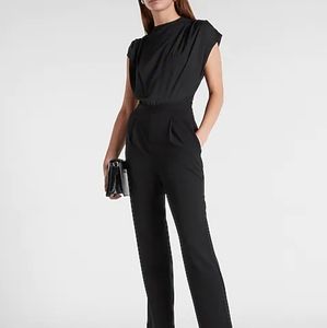 Express Draped Neck Short Sleeve Jumpsuit